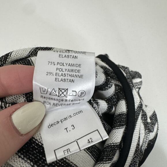 Deca Paris Womens Dress 3/US 10 Black Midi Striped Layered Lagenlook Artsy Funky - Picture 12 of 13